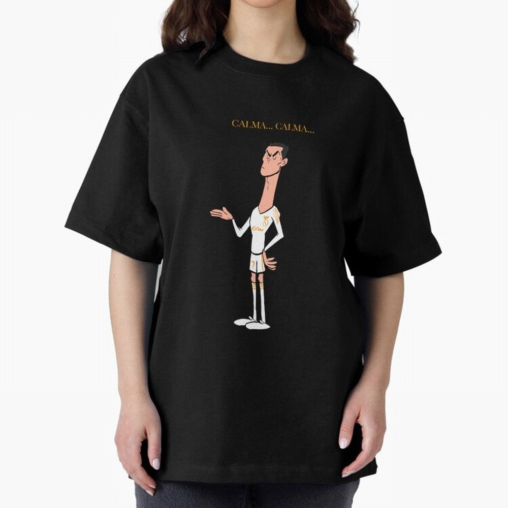 Cristiano Ronaldo ¨C Calma Calma Shirt Celebration (Cartoon) Oversized T-Shirt Make Your Look Match FIFA World Cup 2026 for Fans of Neymar, Haaland and Cristiano Ronaldo and England, Bringing Goal Celebration Energy, Supporter Heritage, Football
