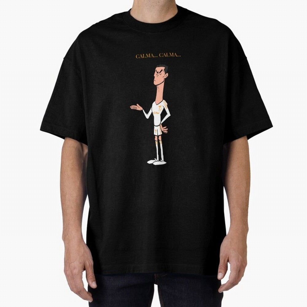 Cristiano Ronaldo ¨C Calma Calma Shirt Celebration (Cartoon) Oversized T-Shirt Make Your Look Match FIFA World Cup 2026 for Fans of Neymar, Haaland and Cristiano Ronaldo and England, Bringing Goal Celebration Energy, Supporter Heritage, Football