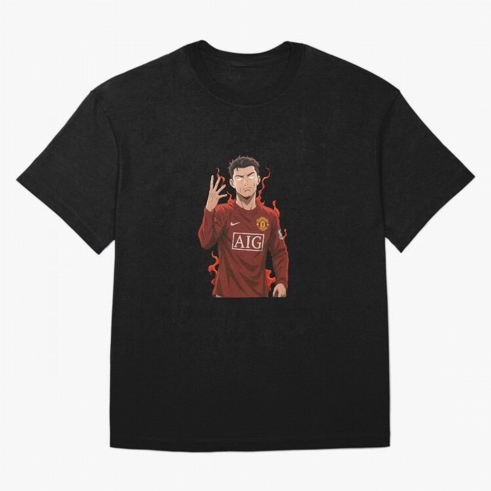 Cristiano Ronaldo Anime Art ¨C Blue Lock Inspired Football Legend Oversized T-Shirt Share FIFA World Cup 2026 Spirit, Inspired by Argentina and Brazil, Messi and Cristiano Ronaldo, Goal Celebration Energy, Supporter Heritage, Football Icons and