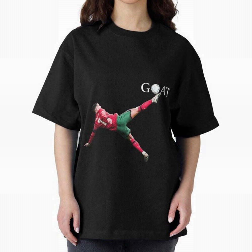 GOAT in Motion: Ronaldo's Iconic Bicycle Kick Oversized T-Shirt Celebrate Football Heritage in FIFA World Cup 2026 USA Canada Mexico Made for Messi, Argentina and Brazil Energy, Sports Nostalgia, International Competition, Famous Players and