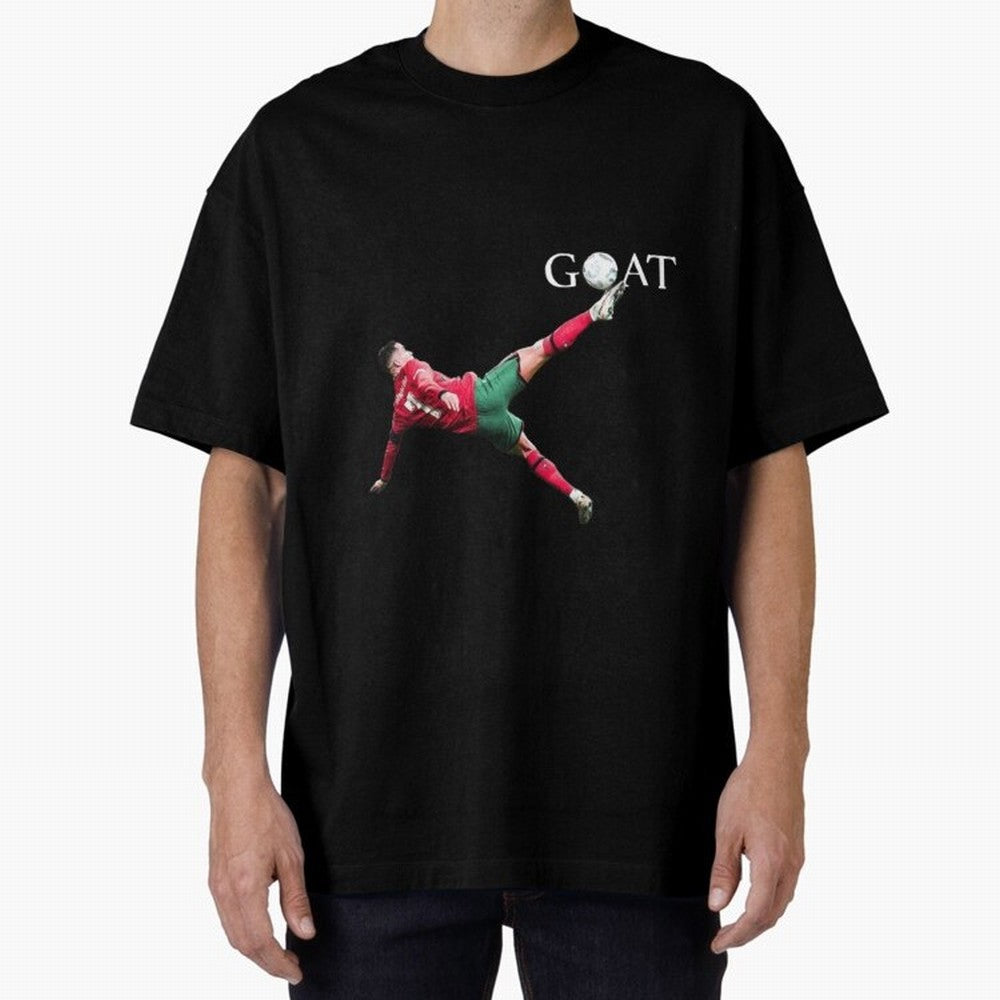 GOAT in Motion: Ronaldo's Iconic Bicycle Kick Oversized T-Shirt Celebrate Football Heritage in FIFA World Cup 2026 USA Canada Mexico Made for Messi, Argentina and Brazil Energy, Sports Nostalgia, International Competition, Famous Players and