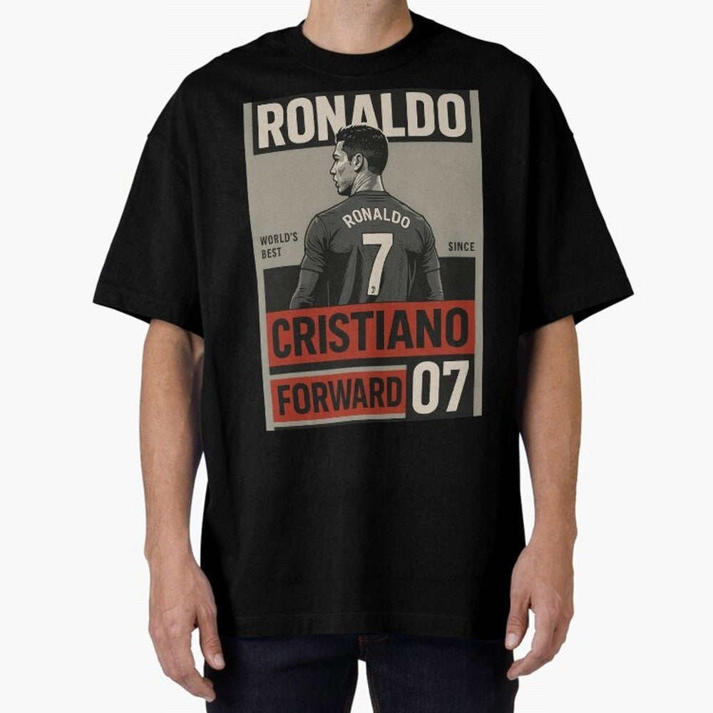 CR7 Legacy ¨C Cold Blooded Greatness Poster Art Oversized T-Shirt Elevate the FIFA World Cup 2026 Journey through Messi and Cristiano Ronaldo Highlights, France and Portugal Pride, Retro Football Energy, Iconic Rivalries, Trophy Chase Drama and