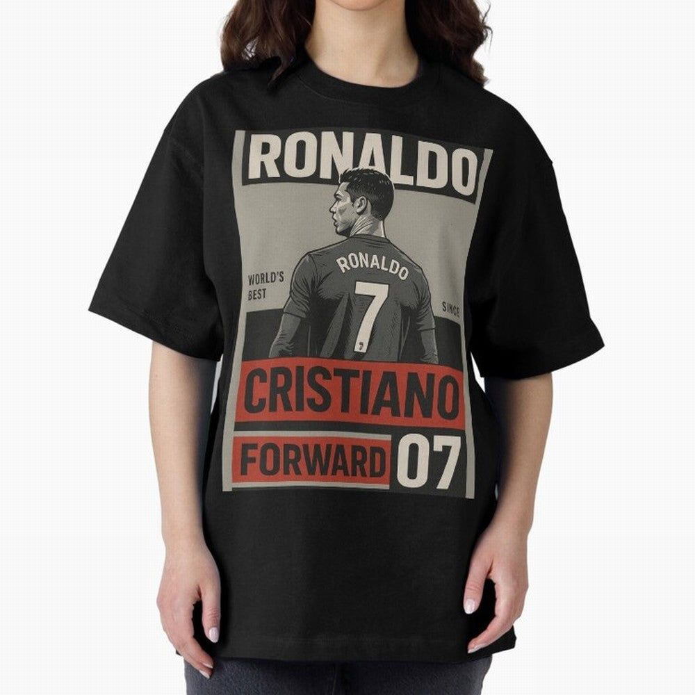 CR7 Legacy ¨C Cold Blooded Greatness Poster Art Oversized T-Shirt Elevate the FIFA World Cup 2026 Journey through Messi and Cristiano Ronaldo Highlights, France and Portugal Pride, Retro Football Energy, Iconic Rivalries, Trophy Chase Drama and