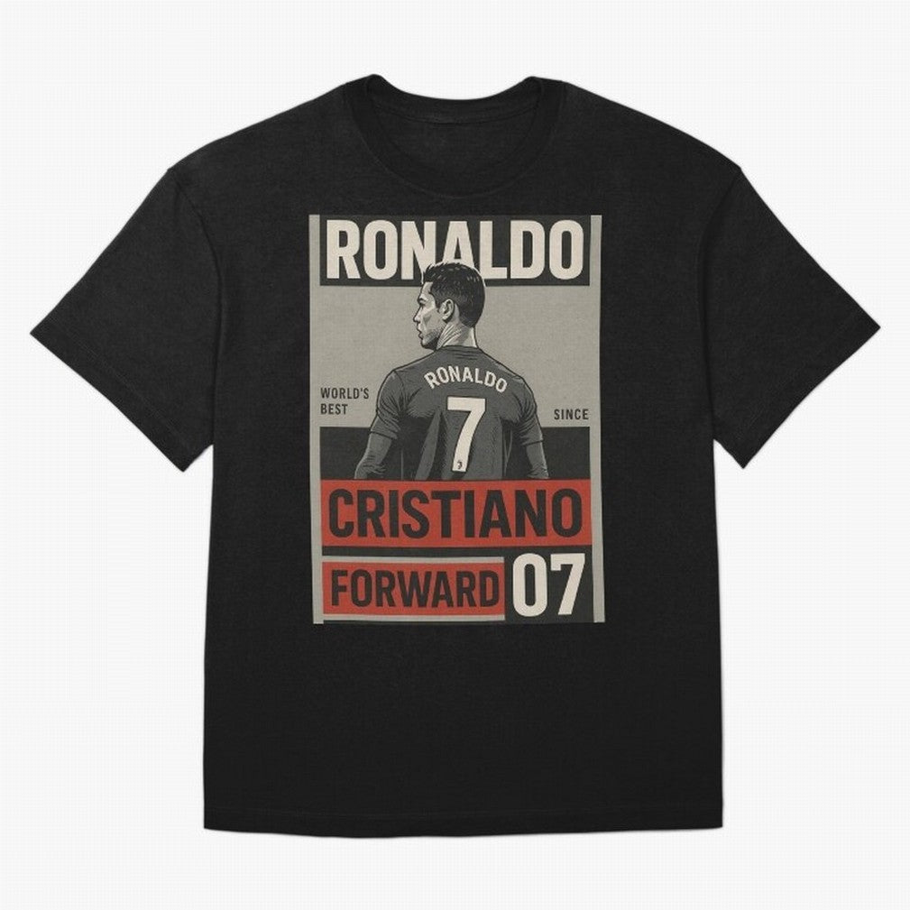 CR7 Legacy ¨C Cold Blooded Greatness Poster Art Oversized T-Shirt Elevate the FIFA World Cup 2026 Journey through Messi and Cristiano Ronaldo Highlights, France and Portugal Pride, Retro Football Energy, Iconic Rivalries, Trophy Chase Drama and