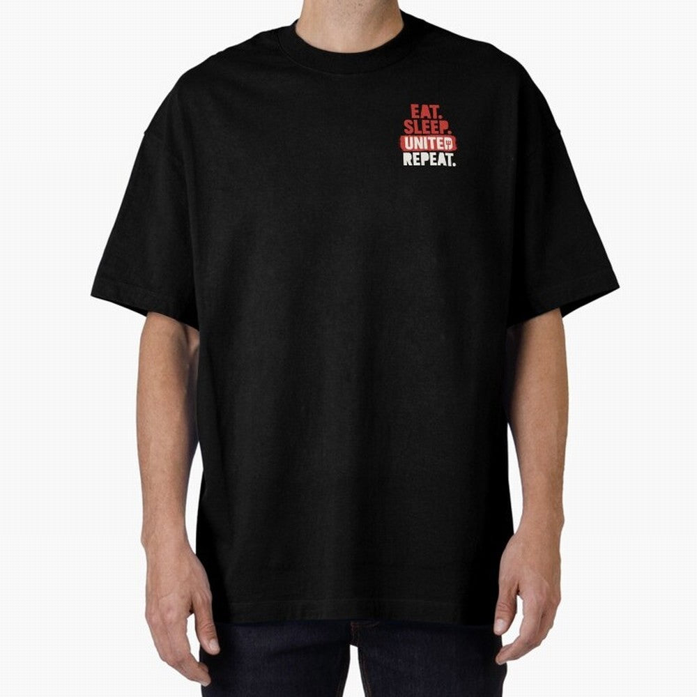 Eat Sleep United Repeat Oversized T-Shirt Relive Legendary Nights from FIFA World Cup 2026 USA Canada Mexico Made for CR7 and Messi, Spain Energy, Global Supporter Spirit, Legendary Goals, National Colors and Tournament Celebration; Ideal for
