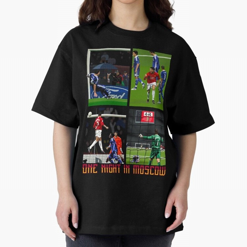 One Night in Moscow ¨C Manchester United 2008 Champions League Glory Artwork Oversized T-Shirt Elevate FIFA World Cup 2026 Group Stage Spirit, Centered on France, Cristiano Ronaldo, Football Passion, Legendary Performances, Festival Vibes and