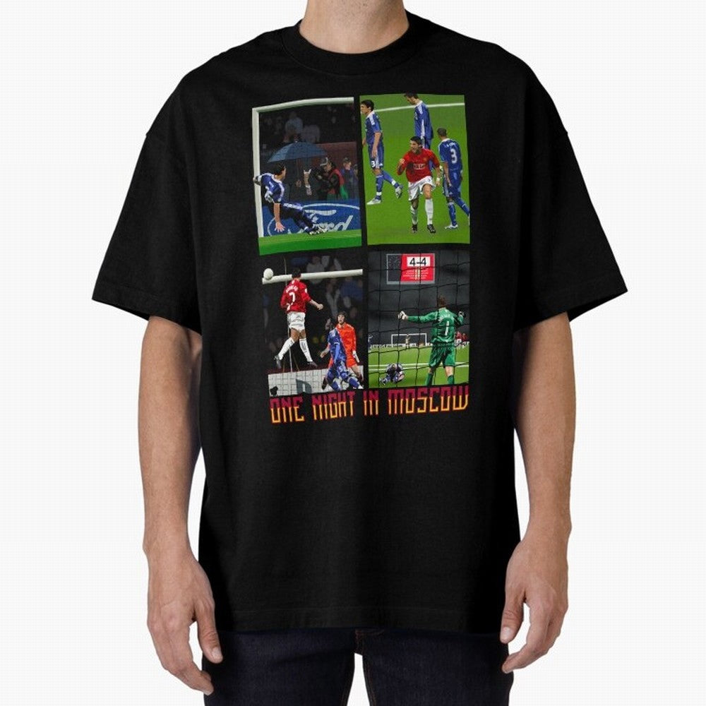 One Night in Moscow ¨C Manchester United 2008 Champions League Glory Artwork Oversized T-Shirt Elevate FIFA World Cup 2026 Group Stage Spirit, Centered on France, Cristiano Ronaldo, Football Passion, Legendary Performances, Festival Vibes and