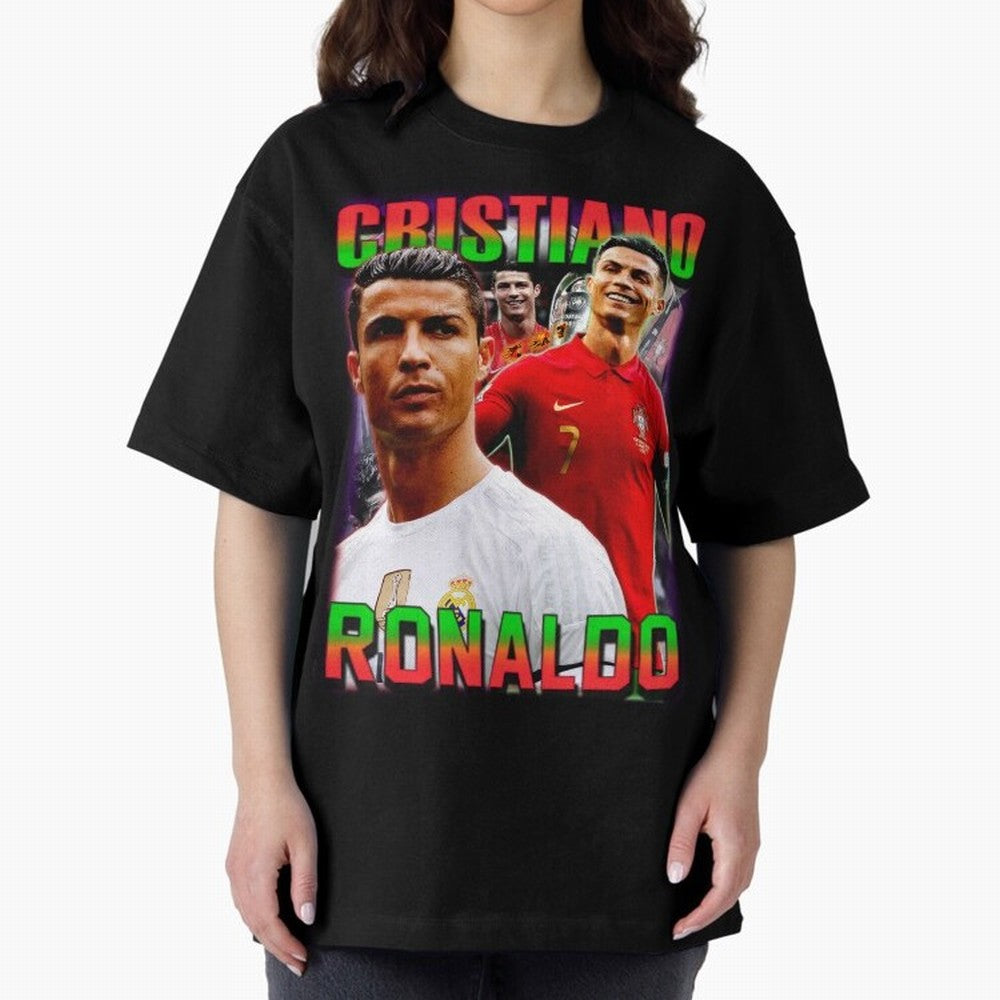 Cristiano Ronaldo Graphic Oversized T-Shirt Honor Match Day Hype around FIFA World Cup 2026 USA Canada Mexico, Messi, Argentina, Football Passion, Legendary Performances, Festival Vibes and Supporter Community; Great for Supporters Who Love