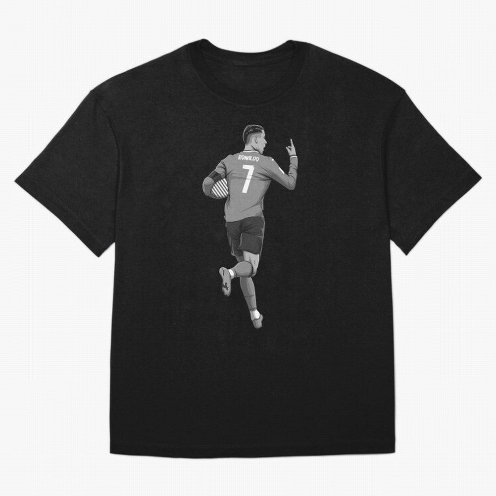 Cristiano Ronaldo Black and White Version Oversized T-Shirt Celebrate Football Heritage in the FIFA World Cup 2026 Group Stage Journey through Mbappe and Neymar Highlights, Spain Pride, Football Festival Excitement, Trophy Ambitions, Country