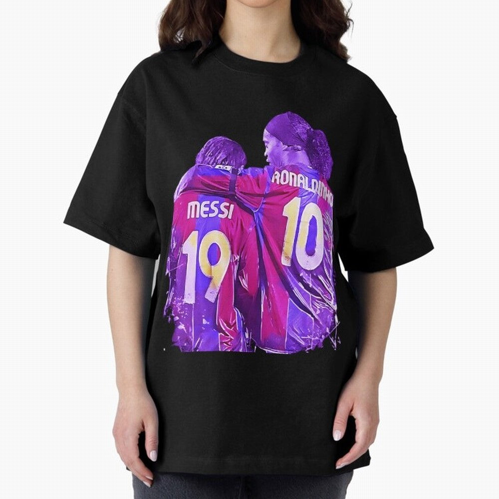 ronaldinho and messi - goat Oversized T-Shirt Celebrate the Biggest Stage of Match Day Hype around FIFA World Cup 2026 Group Stage, Messi and Cristiano Ronaldo, Spain, Championship Spirit, Famous Goals, Roaring Crowds and International Football