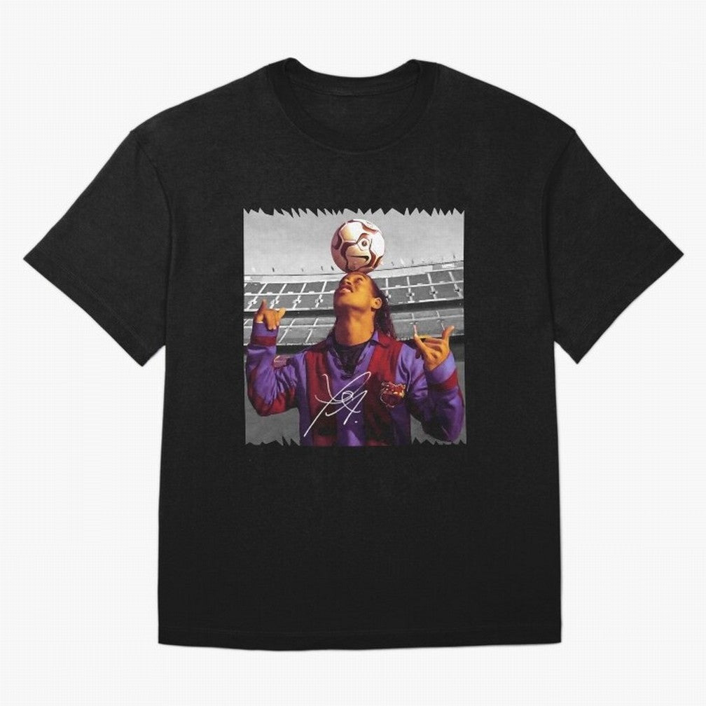 Ronaldinho - vintage Oversized T-Shirt Follow Every Goal of FIFA World Cup 2026 Group Stage for Fans of Neymar and Brazil, Portugal and Argentina, Bringing Championship Spirit, Famous Goals, Roaring Crowds and International Football Unity; Perfect