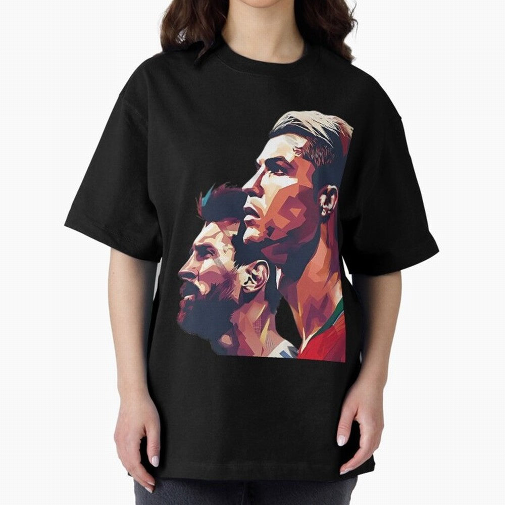 ronaldo and messi - Goat Oversized T-Shirt Bring Stadium Energy to Match Day Hype around FIFA World Cup 2026 USA Canada Mexico, Mbappe, Germany, Champion Mindset, Group Stage Buzz, Knockout Tension and Passionate Fan Culture; Ideal for Fans Who