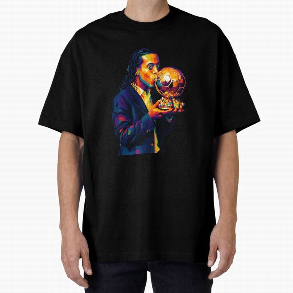 Ronaldinho Wpap Art Oversized T-Shirt Celebrate the Next Chapter of the FIFA World Cup 2026 Journey through Messi Highlights, Argentina and Brazil Pride, Football History, Final Match Energy, Crowd Noise and Once in a Lifetime Moments; Ideal for