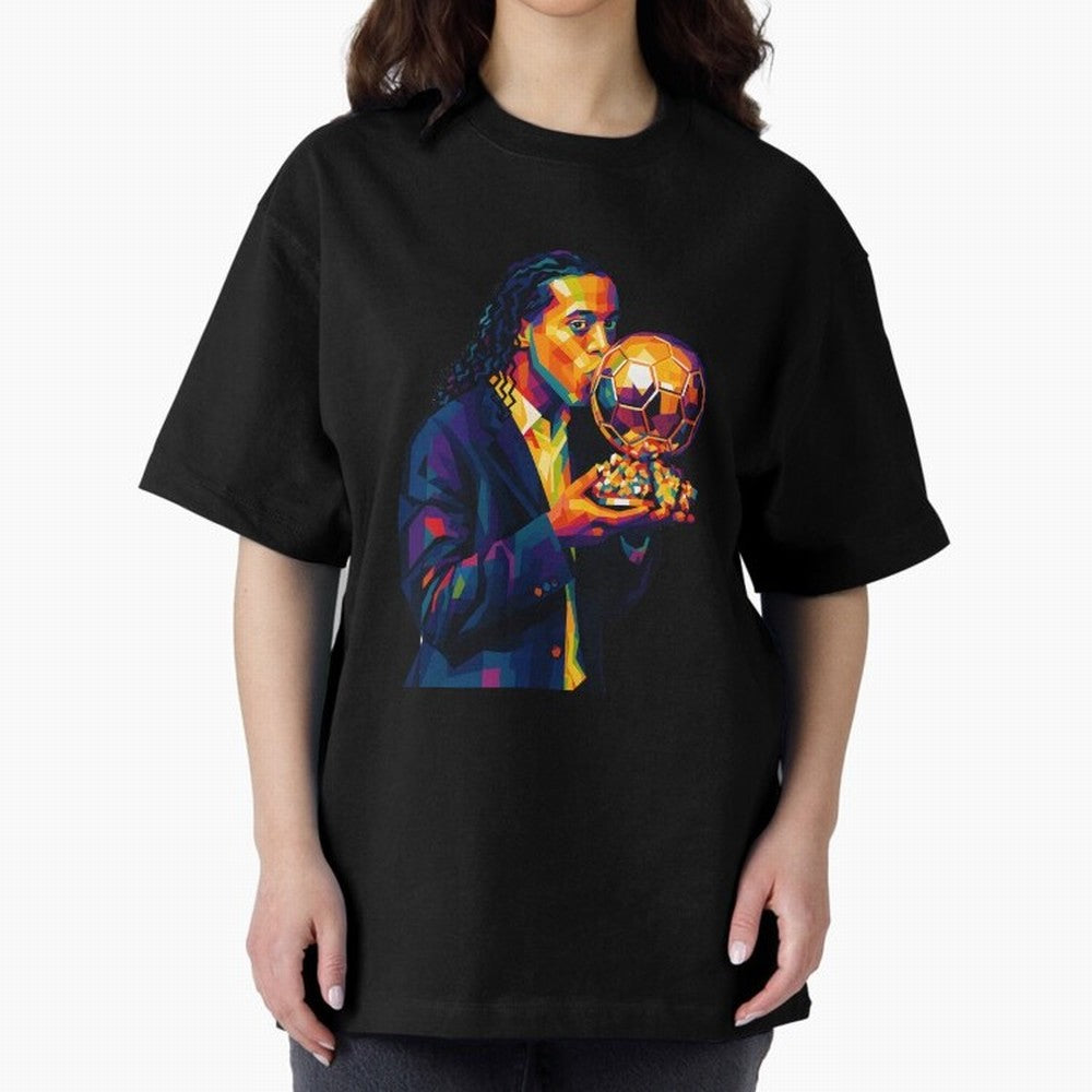 Ronaldinho Wpap Art Oversized T-Shirt Celebrate the Next Chapter of the FIFA World Cup 2026 Journey through Messi Highlights, Argentina and Brazil Pride, Football History, Final Match Energy, Crowd Noise and Once in a Lifetime Moments; Ideal for