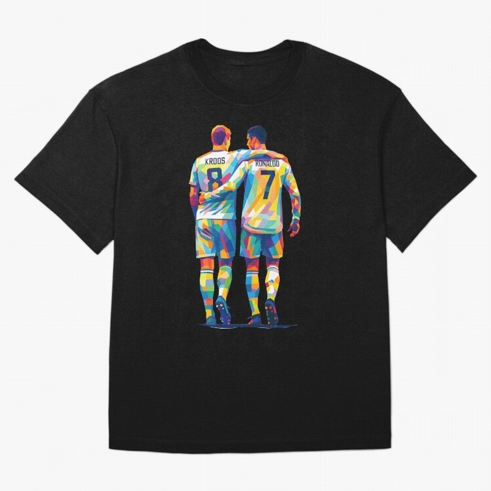 Cristiano Ronaldo & Toni Kroos Wpap Art Oversized T-Shirt Share FIFA World Cup 2026 USA Canada Mexico for Fans of CR7 and Argentina, France and Brazil, Bringing Football Festival Excitement, Trophy Ambitions, Country Rivalries and Star Player Buzz;