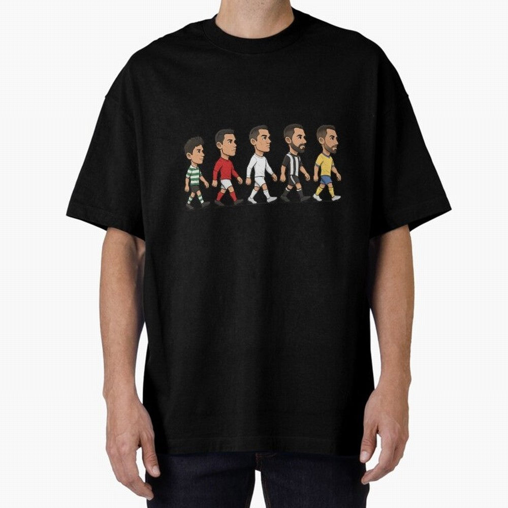 Ronaldo Evolution Sticker ¨C Cartoon Football Art from Sporting to Al-Nassr Oversized T-Shirt Enjoy the Biggest Football Party of FIFA World Cup 2026 Group Stage Made for Haaland, Netherlands Energy, Stadium Memories, Football Loyalty,