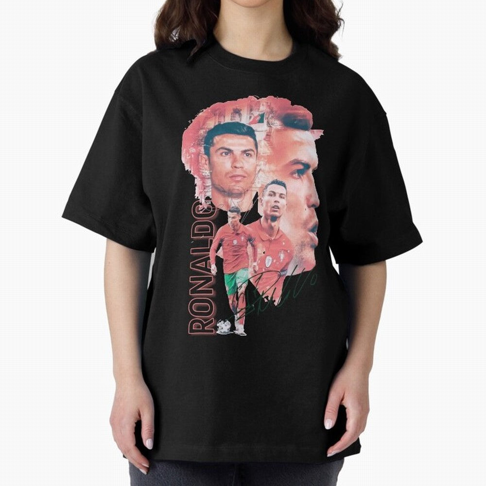 Cristiano Ronaldo Design Oversized T-Shirt Celebrate Fan Culture around the FIFA World Cup 2026 USA Canada Mexico Journey through Neymar Highlights, England Pride, Match Day Excitement, Supporter Culture, Golden Goals and Global Football Passion;
