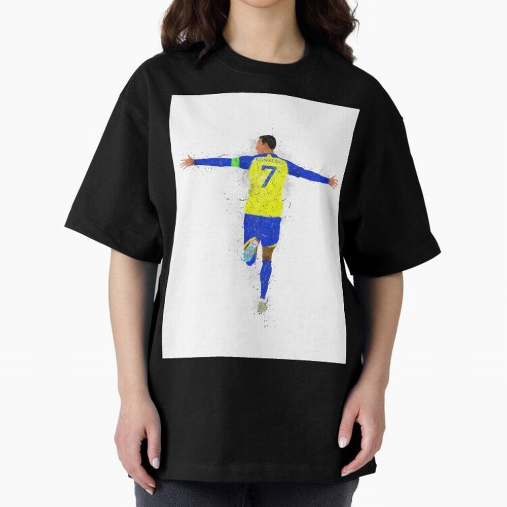 Cristiano Ronaldo Al Nassr Football Oversized T-Shirt Support the Legends of Global Football Passion for FIFA World Cup 2026, with Neymar, Haaland and Cristiano Ronaldo, Portugal, Spain and Germany, Football Festival Excitement, Trophy Ambitions,