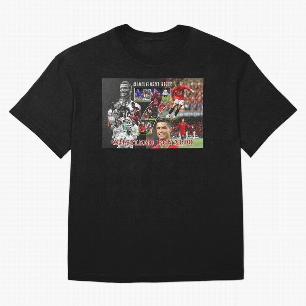 Cristiano Ronaldo - Magnificent 7 Poster Oversized T-Shirt Support Iconic Players in Global Football Passion for FIFA World Cup 2026 Group Stage, Capturing CR7 and Messi, Spain and Netherlands, Football Passion, Legendary Performances, Festival
