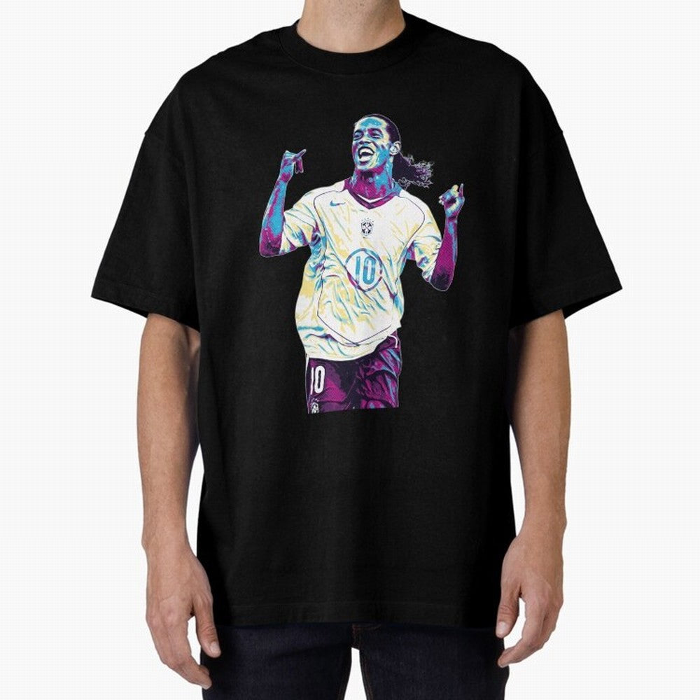 Ronaldinho brazil team Oversized T-Shirt Represent Football Lovers during Match Day Hype around FIFA World Cup 2026, Neymar, England, Football History, Final Match Energy, Crowd Noise and Once in a Lifetime Moments; Made for Die Hard Supporters,