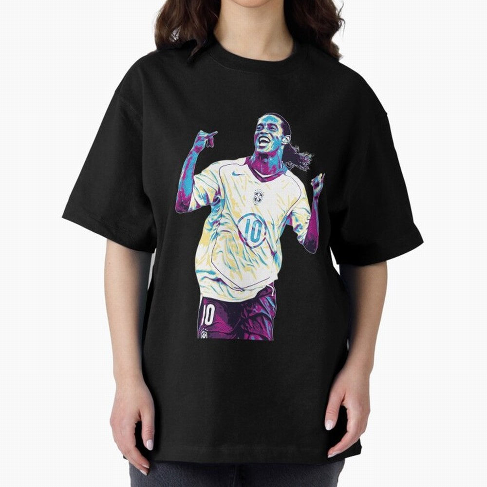 Ronaldinho brazil team Oversized T-Shirt Represent Football Lovers during Match Day Hype around FIFA World Cup 2026, Neymar, England, Football History, Final Match Energy, Crowd Noise and Once in a Lifetime Moments; Made for Die Hard Supporters,