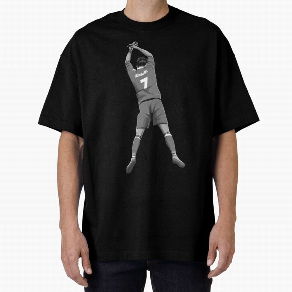 Cristiano Ronaldo Black and White Version Oversized T-Shirt Celebrate Global Passion for FIFA World Cup 2026 Spirit, with Netherlands, Haaland and Mbappe, Goal Celebration Energy, Supporter Heritage, Football Icons and Worldwide Tournament Joy;