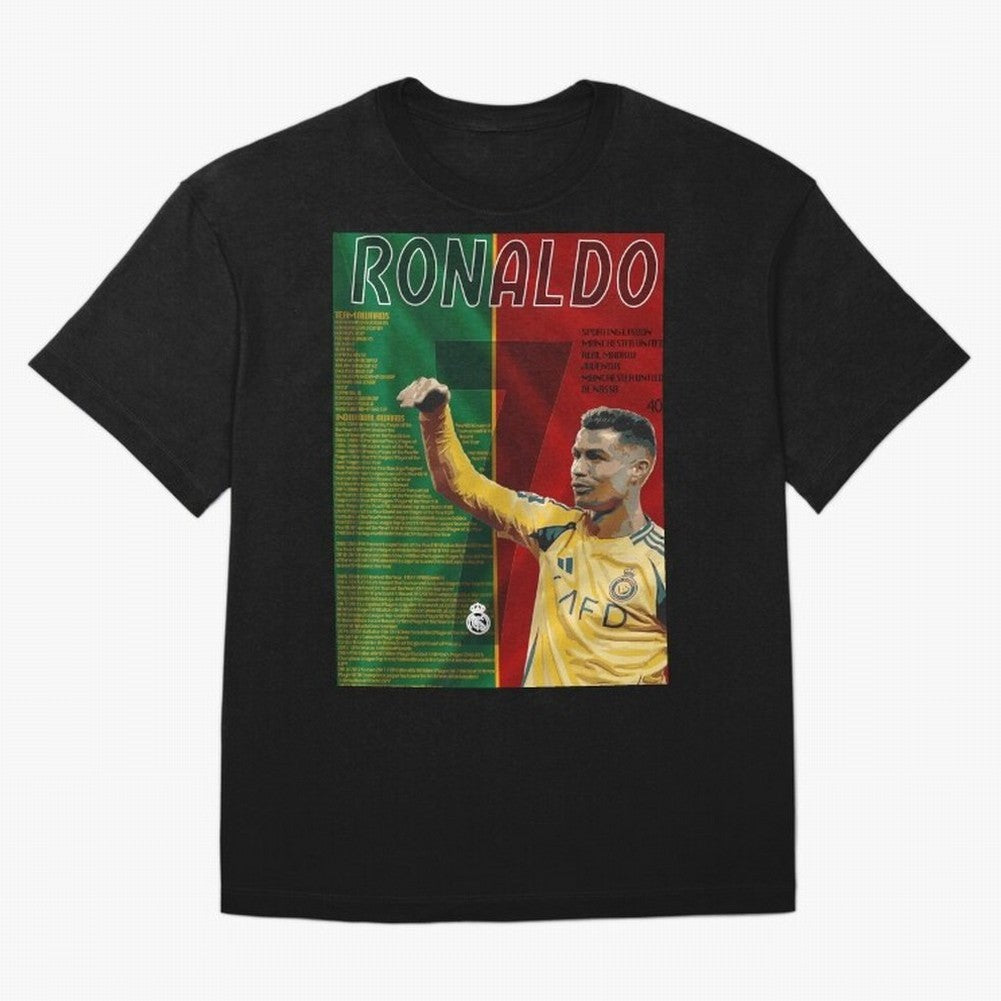 cristiano ronaldo 40th birthday tribute poster Oversized T-Shirt Wear the Spirit of FIFA World Cup 2026 for Fans of Cristiano Ronaldo and Brazil, Portugal and Argentina, Bringing Vintage Soccer Flavor, Modern Football Stars, National Flags and