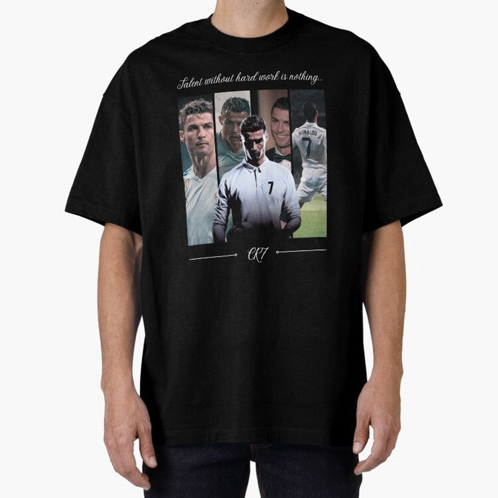 Ronaldo CR7 Oversized T-Shirt Honor Global Football Passion for FIFA World Cup 2026, Inspired by Messi and Cristiano Ronaldo, Portugal, Sports Nostalgia, International Competition, Famous Players and Unforgettable Victories; Perfect for Supporters