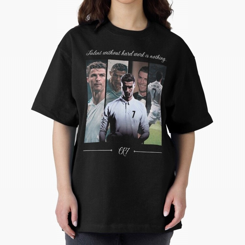 Ronaldo CR7 Oversized T-Shirt Honor Global Football Passion for FIFA World Cup 2026, Inspired by Messi and Cristiano Ronaldo, Portugal, Sports Nostalgia, International Competition, Famous Players and Unforgettable Victories; Perfect for Supporters
