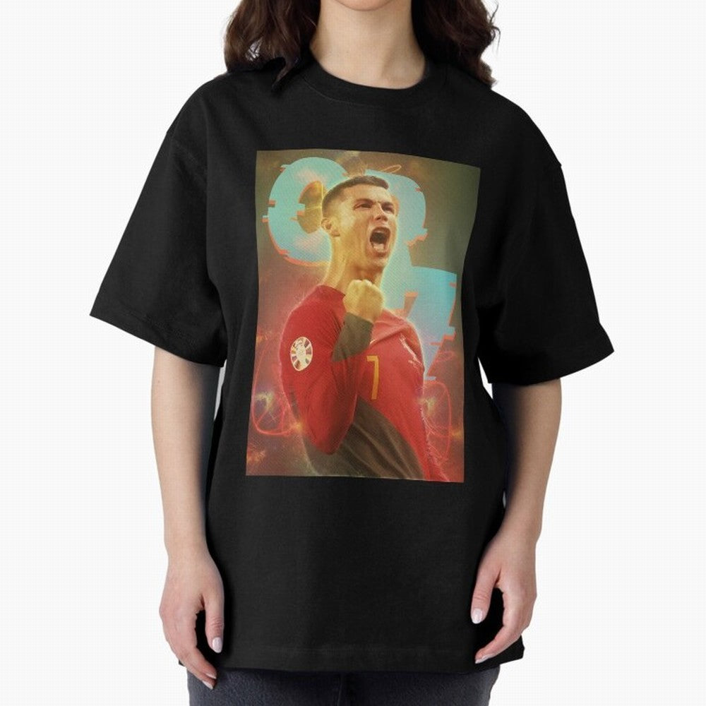 Ronaldo selebration Oversized T-Shirt Represent the Passion of FIFA World Cup 2026 Group Stage with Messi, Neymar and Mbappe, Spain Energy, Match Day Excitement, Supporter Culture, Golden Goals and Global Football Passion; Created for Match Day