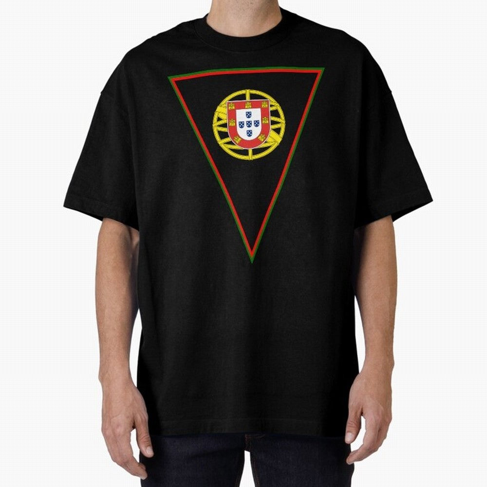 Portugal Flag & Coat of arms Oversized T-Shirt Celebrate the Stars of Global Football Passion for FIFA World Cup 2026 Group Stage, Driven by CR7 and Messi, Germany, Soccer Culture, Superstar Moments, National Team Dreams and Competitive Fire; Great
