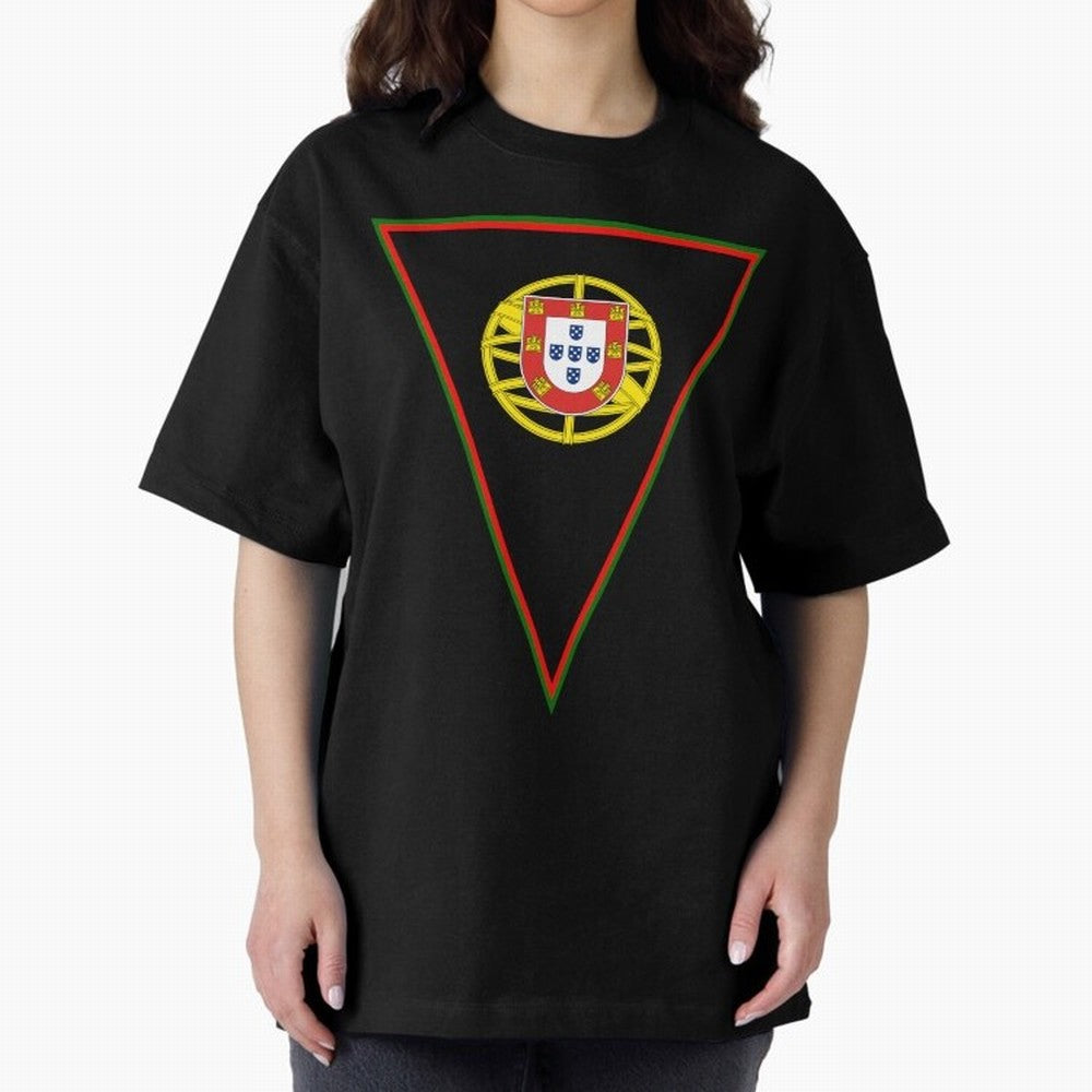 Portugal Flag & Coat of arms Oversized T-Shirt Celebrate the Stars of Global Football Passion for FIFA World Cup 2026 Group Stage, Driven by CR7 and Messi, Germany, Soccer Culture, Superstar Moments, National Team Dreams and Competitive Fire; Great