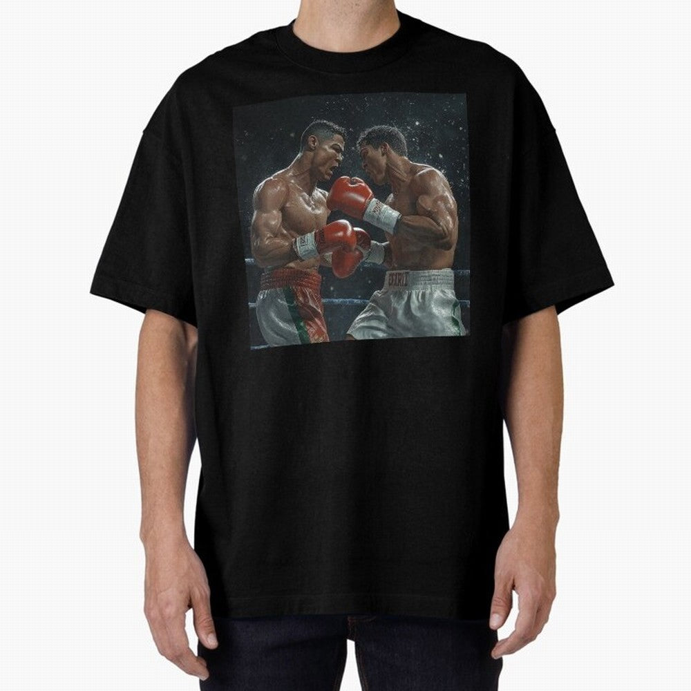 Cristiano Ronaldo vs Alvarez Canelo: Gaming Duel Between Legends Oversized T-Shirt Celebrate Supporters United by Global Football Passion for FIFA World Cup 2026, Made for Messi, Neymar and Mbappe, Germany, Championship Spirit, Famous Goals,