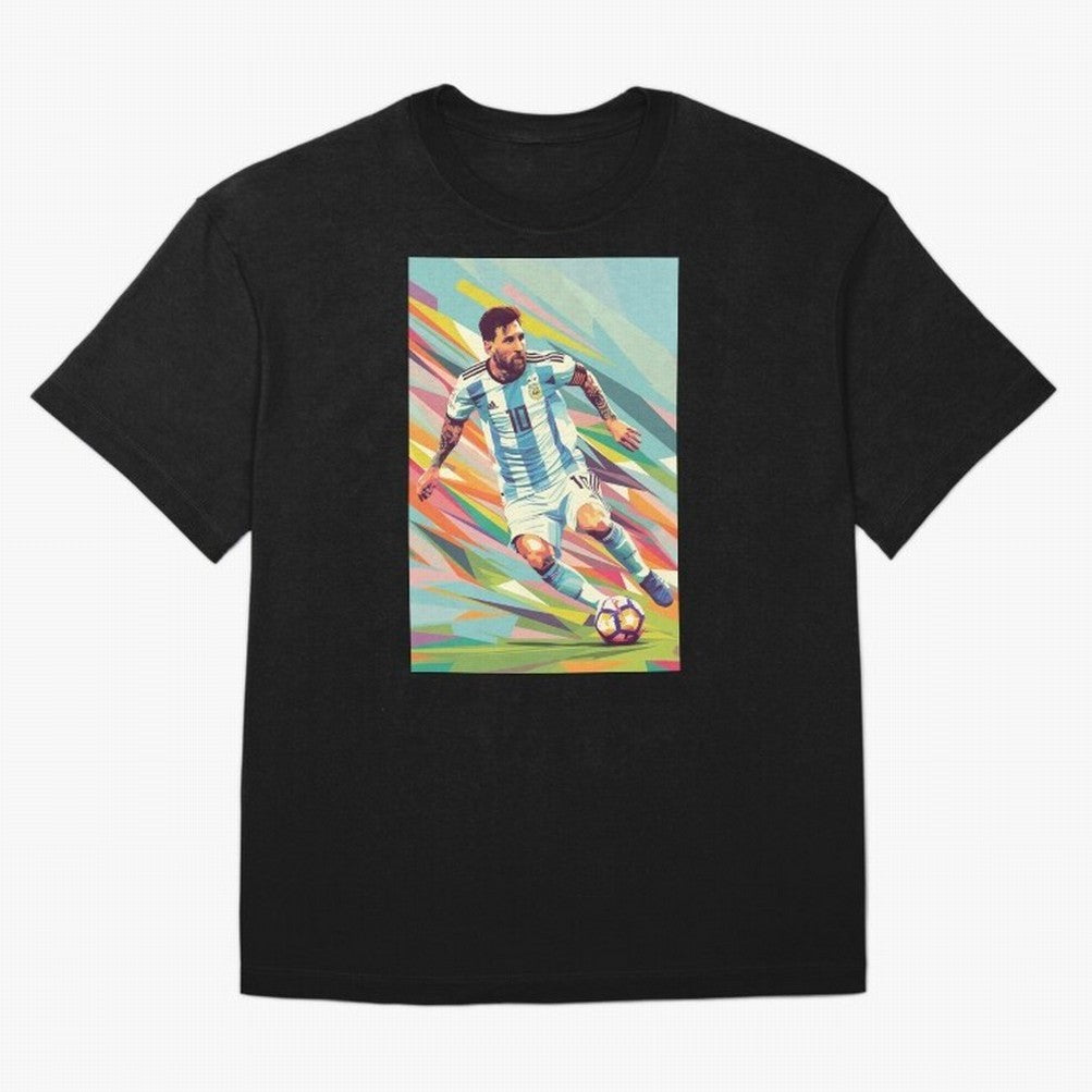 Messi in action Graphic poster design Oversized T-Shirt Remember FIFA World Cup 2026 Group Stage Filled with CR7 and Messi, England Energy, Retro Football Energy, Iconic Rivalries, Trophy Chase Drama and Stadium Atmosphere; Perfect for Supporters