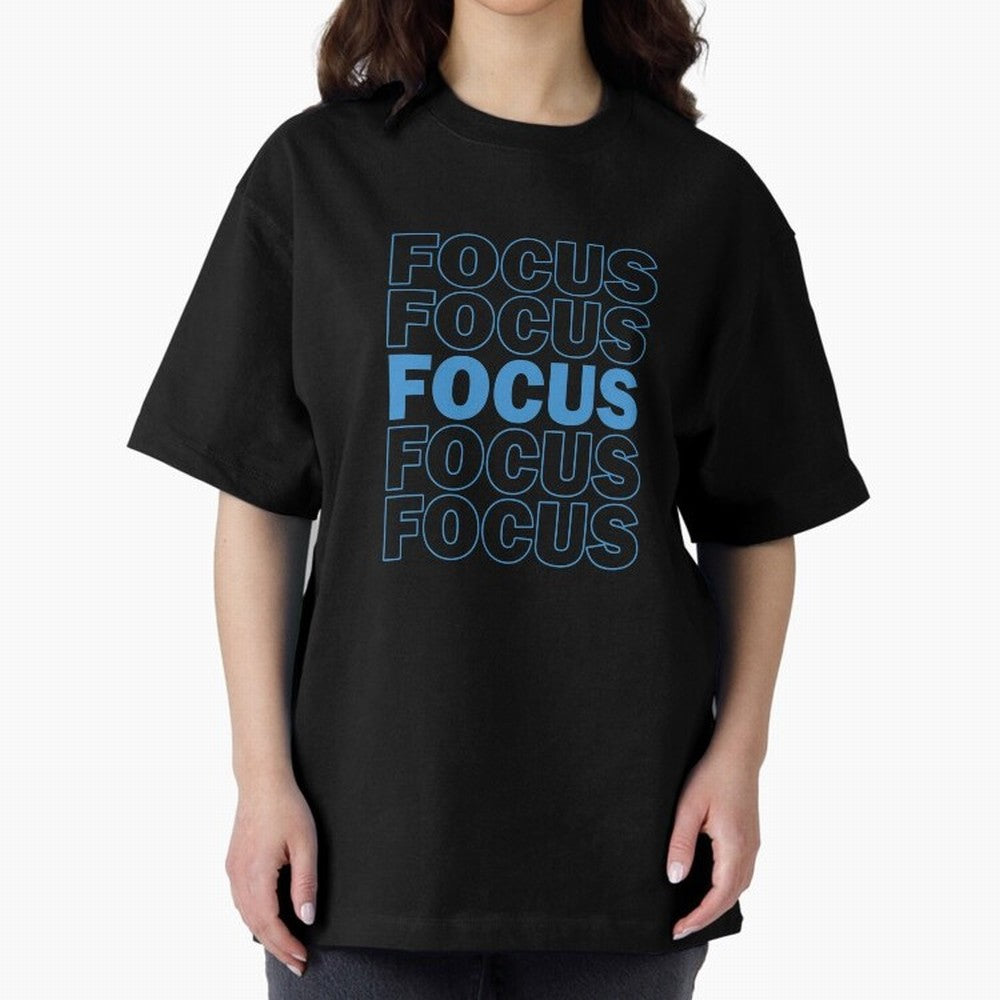 Focus Focus Focus (Blue) Oversized T-Shirt Honor Champions and Dreams in Match Day Hype around FIFA World Cup 2026 Group Stage, Haaland, Spain, Retro Football Energy, Iconic Rivalries, Trophy Chase Drama and Stadium Atmosphere; Ideal for Passionate