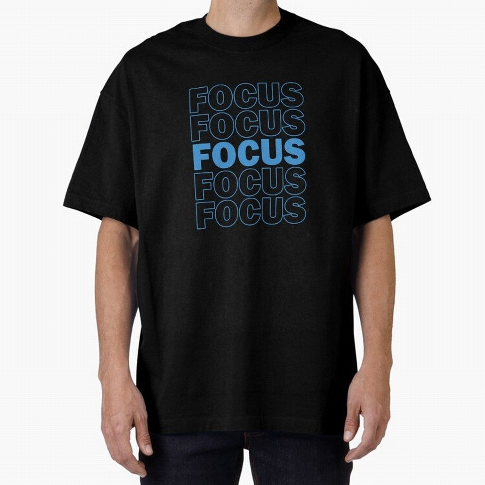 Focus Focus Focus (Blue) Oversized T-Shirt Honor Champions and Dreams in Match Day Hype around FIFA World Cup 2026 Group Stage, Haaland, Spain, Retro Football Energy, Iconic Rivalries, Trophy Chase Drama and Stadium Atmosphere; Ideal for Passionate