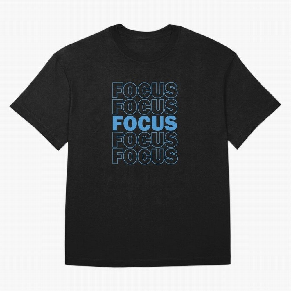 Focus Focus Focus (Blue) Oversized T-Shirt Honor Champions and Dreams in Match Day Hype around FIFA World Cup 2026 Group Stage, Haaland, Spain, Retro Football Energy, Iconic Rivalries, Trophy Chase Drama and Stadium Atmosphere; Ideal for Passionate