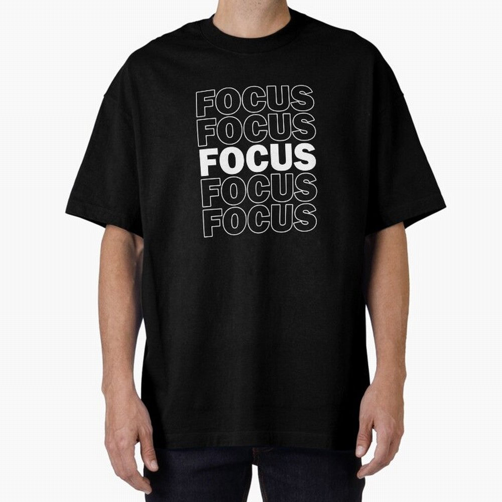 Focus Focus Focus (White Design) Oversized T-Shirt Show Fan Pride Across Global Football Passion for FIFA World Cup 2026 USA Canada Mexico, Driven by Messi, Spain, Football Festival Excitement, Trophy Ambitions, Country Rivalries and Star Player