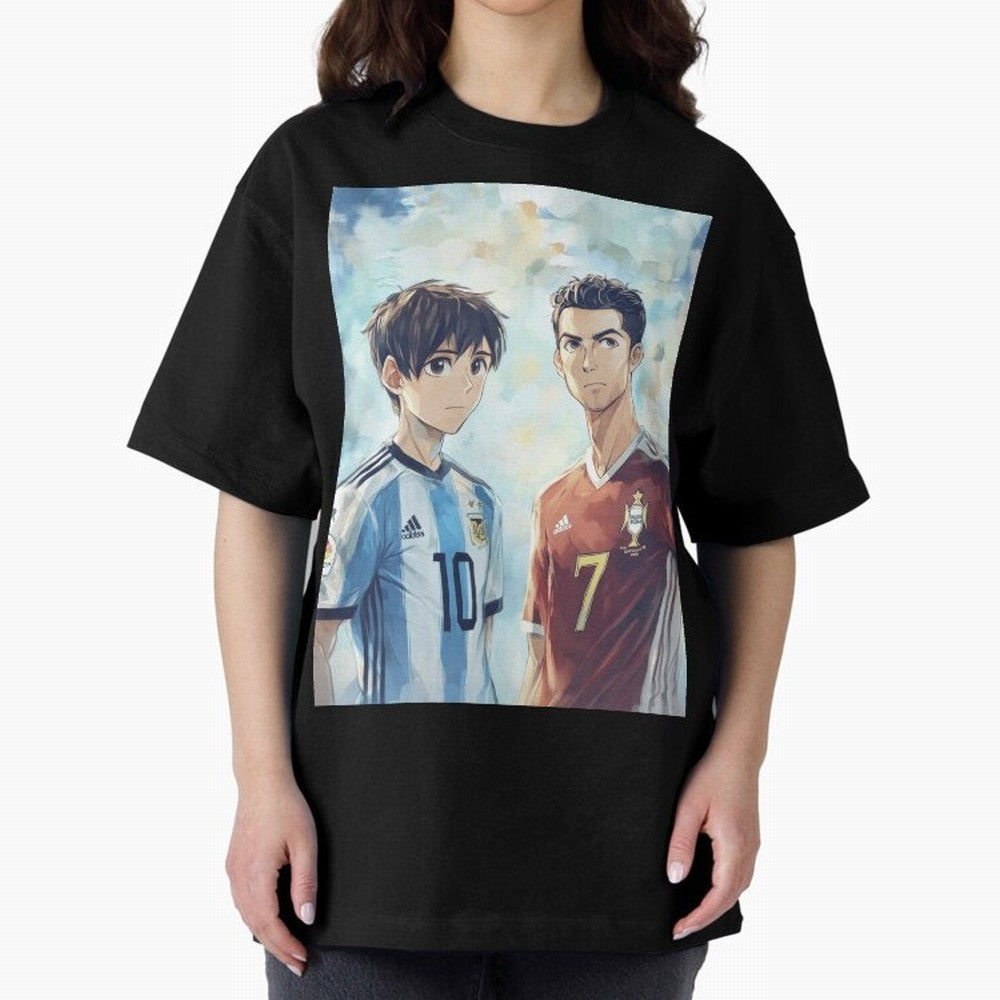 Lionel Messi and Cristiano Ronaldo Oversized T-Shirt Show Match Day Excitement for FIFA World Cup 2026 USA Canada Mexico Featuring Messi, CR7 and Mbappe, Portugal Energy, Soccer Culture, Superstar Moments, National Team Dreams and Competitive Fire;