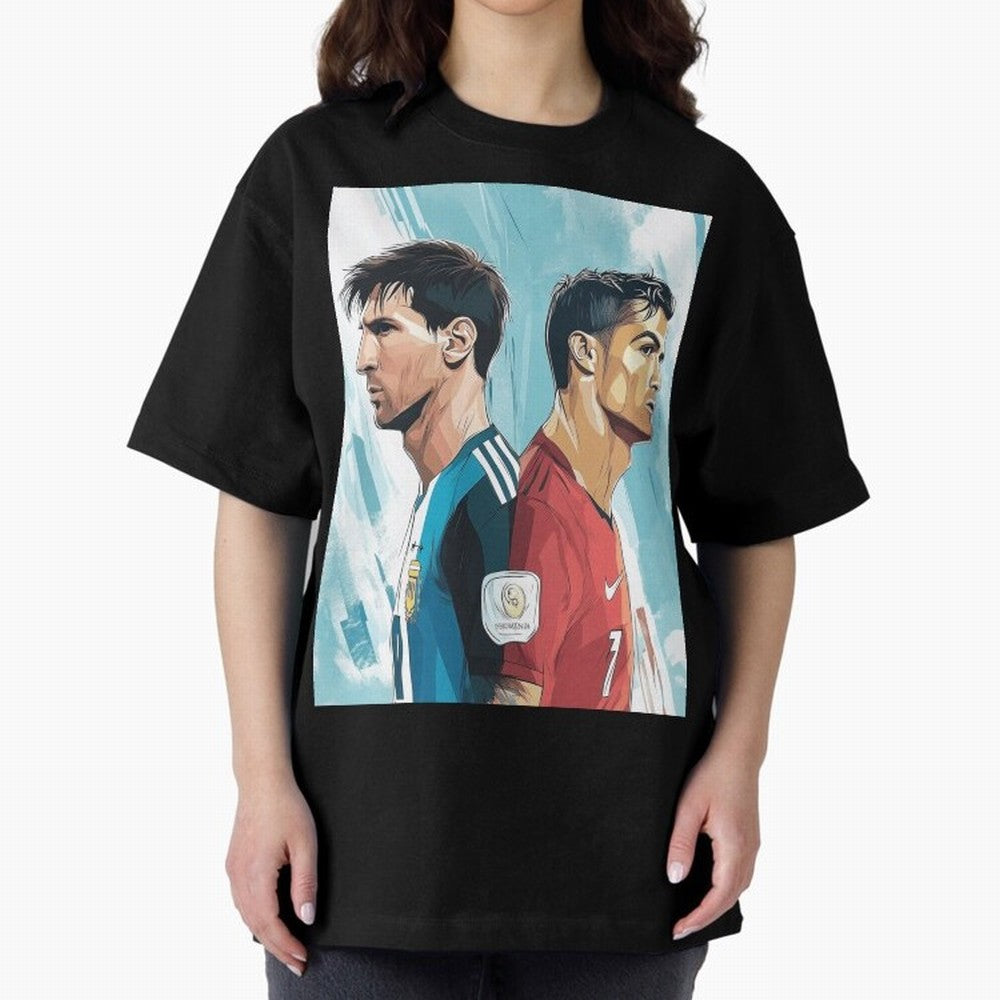 Lionel Messi and Cristiano Ronaldo Oversized T-Shirt Celebrate the Biggest Stage of FIFA World Cup 2026 Group Stage Spirit, Highlighting Portugal, Neymar, Haaland and Cristiano Ronaldo, Stadium Chants, National Pride, Trophy Dreams and