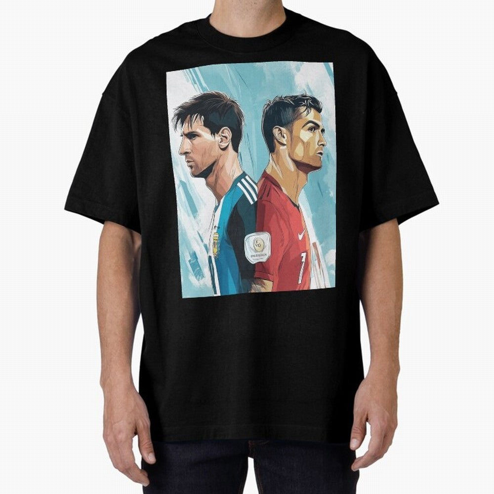 Lionel Messi and Cristiano Ronaldo Oversized T-Shirt Celebrate the Biggest Stage of FIFA World Cup 2026 Group Stage Spirit, Highlighting Portugal, Neymar, Haaland and Cristiano Ronaldo, Stadium Chants, National Pride, Trophy Dreams and
