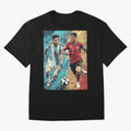 Lionel Messi and Cristiano Ronaldo Oversized T-Shirt Discover FIFA World Cup 2026 Centered on Neymar, Brazil Energy, Match Day Excitement, Supporter Culture, Golden Goals and Global Football Passion; Perfect for Supporters Who Want Bold Football