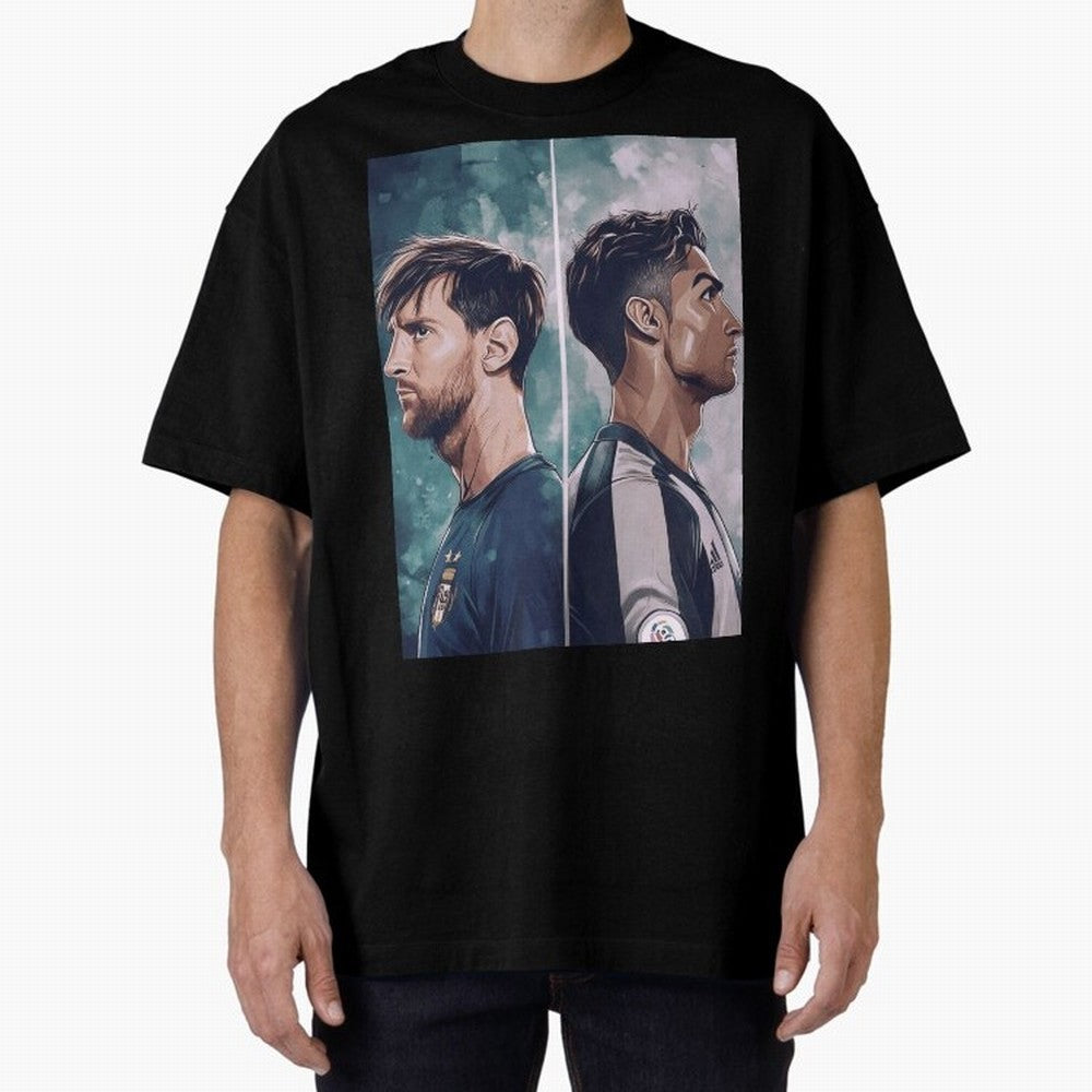 Lionel Messi and Cristiano Ronaldo Oversized T-Shirt Elevate Match Day Hype around FIFA World Cup 2026 Group Stage, CR7 and Messi, Argentina, France and Brazil, Sports Nostalgia, International Competition, Famous Players and Unforgettable