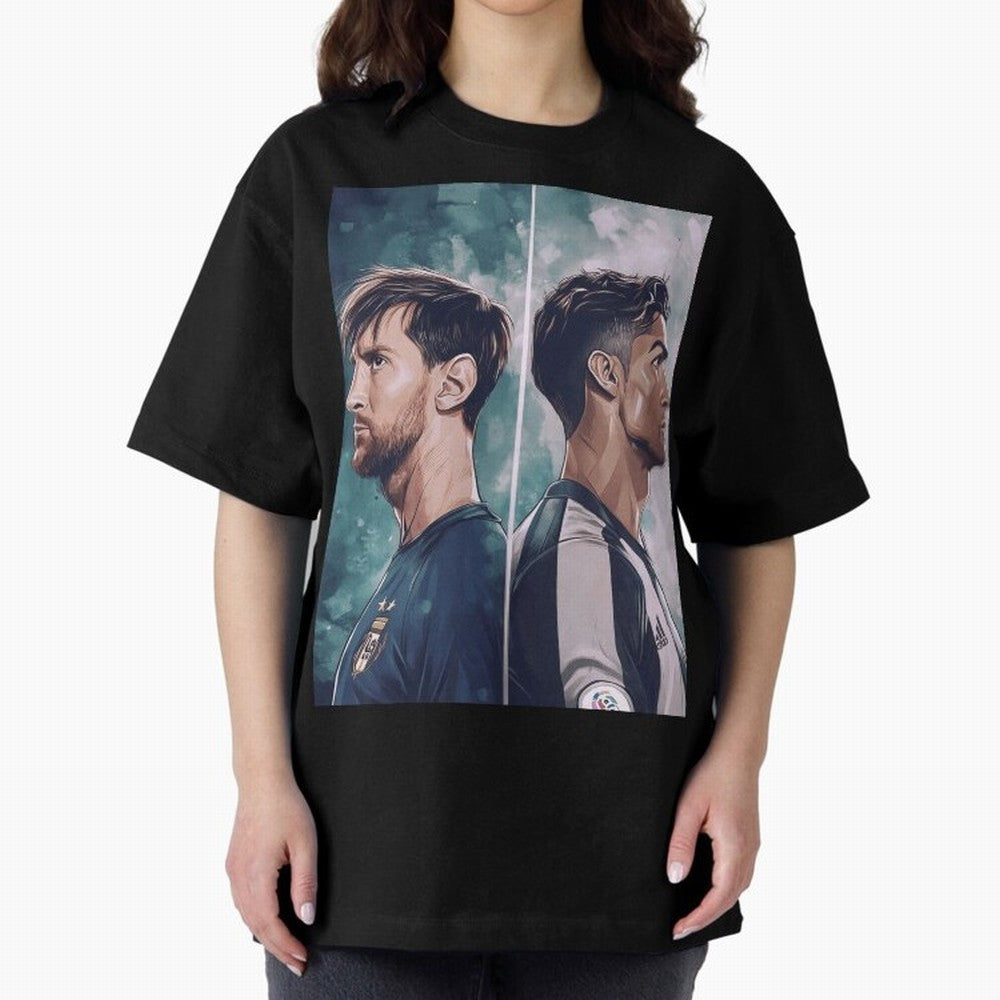Lionel Messi and Cristiano Ronaldo Oversized T-Shirt Elevate Match Day Hype around FIFA World Cup 2026 Group Stage, CR7 and Messi, Argentina, France and Brazil, Sports Nostalgia, International Competition, Famous Players and Unforgettable