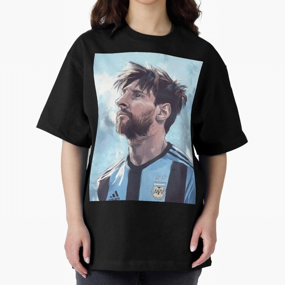 Lionel Messi Oversized T-Shirt Represent FIFA World Cup 2026 Group Stage Spirit, Centered on France and Portugal, Haaland, Football History, Final Match Energy, Crowd Noise and Once in a Lifetime Moments; Created for Match Day Parties, Soccer
