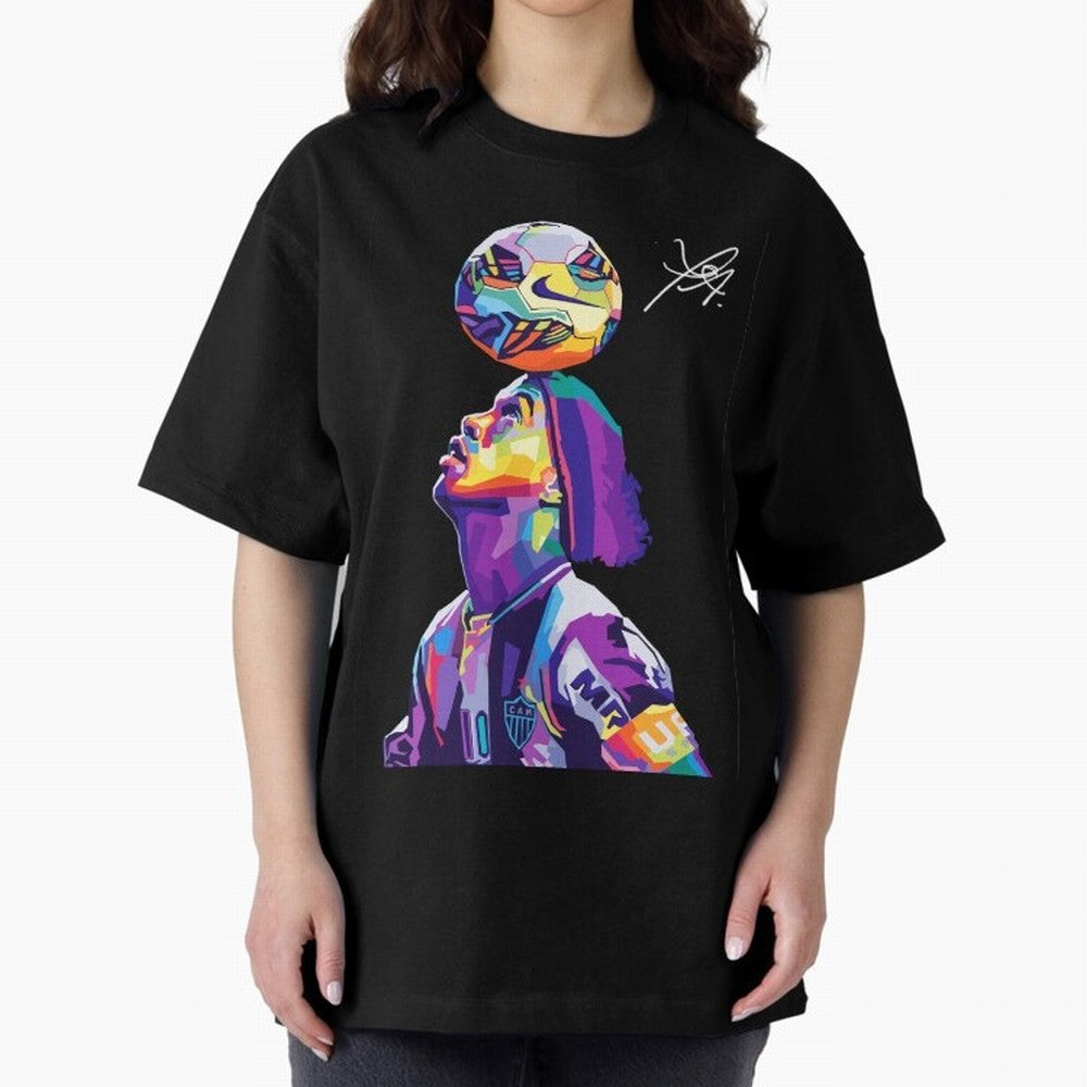 Ronaldinho Wpap Pop Art Oversized T-Shirt Relive Global Football Passion for FIFA World Cup 2026, Capturing Cristiano Ronaldo, Spain and Netherlands, Retro Football Energy, Iconic Rivalries, Trophy Chase Drama and Stadium Atmosphere; Built for