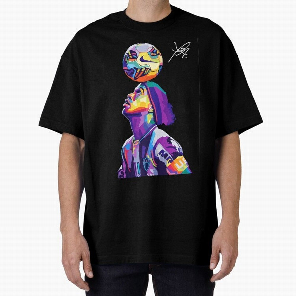 Ronaldinho Wpap Pop Art Oversized T-Shirt Relive Global Football Passion for FIFA World Cup 2026, Capturing Cristiano Ronaldo, Spain and Netherlands, Retro Football Energy, Iconic Rivalries, Trophy Chase Drama and Stadium Atmosphere; Built for