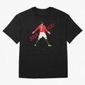 Cristano Ronaldo Celebration Block Art SIUUUU with text Oversized T-Shirt Join Supporters Worldwide for FIFA World Cup 2026 Driven by CR7 and Messi, Argentina, France and Brazil Energy, Classic Soccer Heritage, Championship Pressure, Fan Loyalty