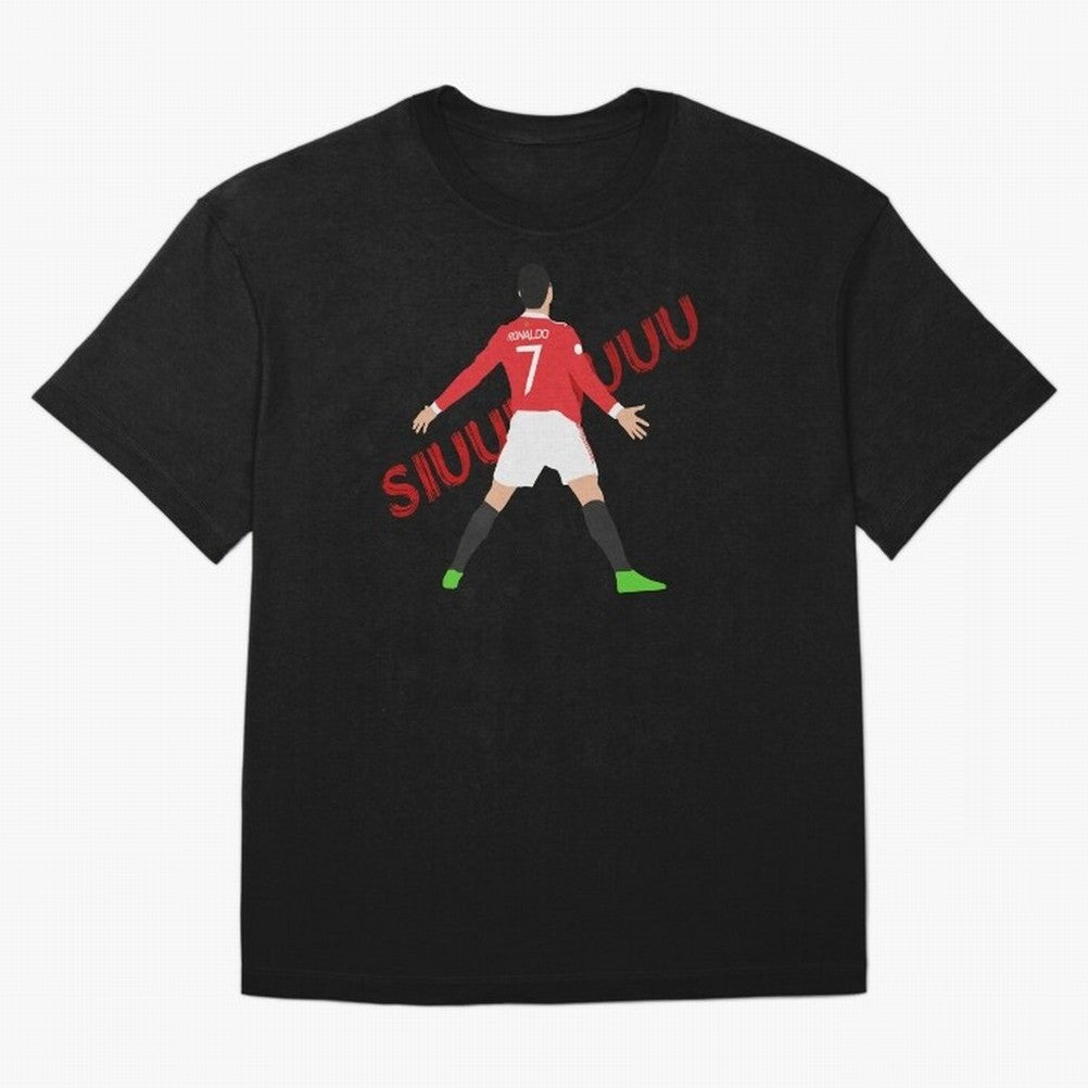 Cristano Ronaldo Celebration Block Art SIUUUU with text Oversized T-Shirt Join Supporters Worldwide for FIFA World Cup 2026 Driven by CR7 and Messi, Argentina, France and Brazil Energy, Classic Soccer Heritage, Championship Pressure, Fan Loyalty