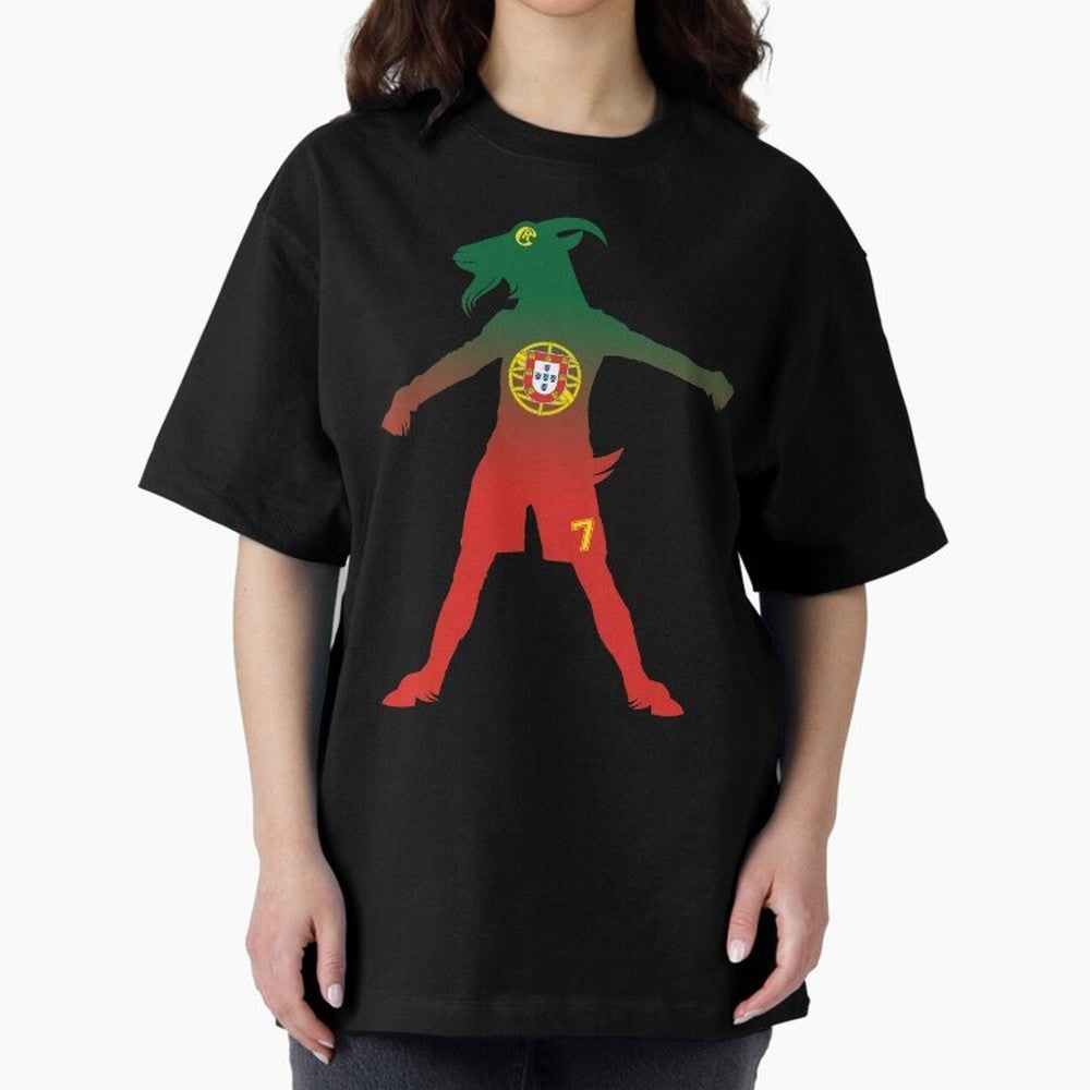 Cristiano Ronaldo GOAT Oversized T-Shirt Get Ready for Global Football Passion for FIFA World Cup 2026 USA Canada Mexico, Driven by Cristiano Ronaldo, Spain, Football Festival Excitement, Trophy Ambitions, Country Rivalries and Star Player Buzz;